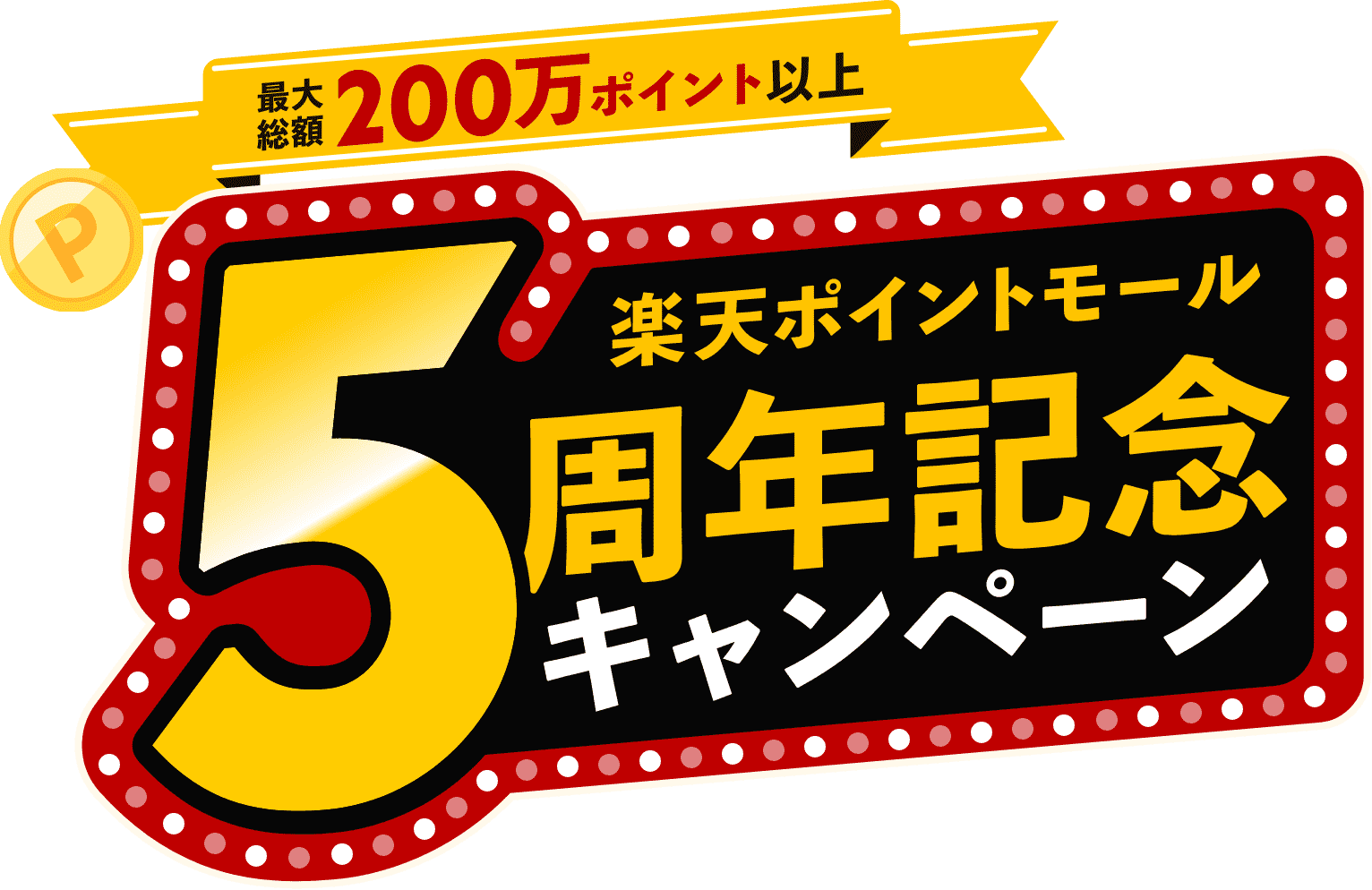 最大総額200万ポイント以上｜楽天ポイントモール5周年記念キャンペーン